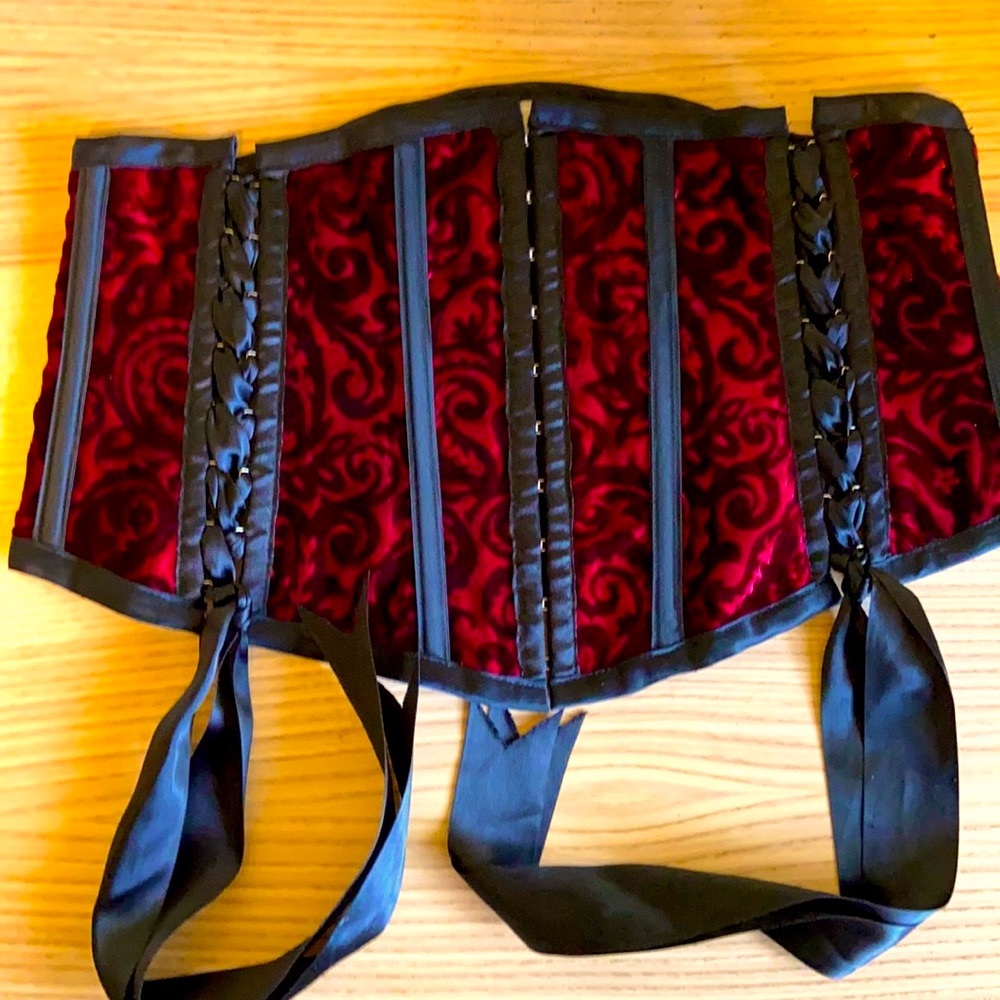 Red Velvet and Black Lace Bustier